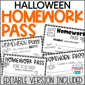 Preview of Halloween Homework Pass EDITABLE