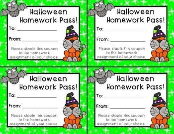 free halloween homework passes