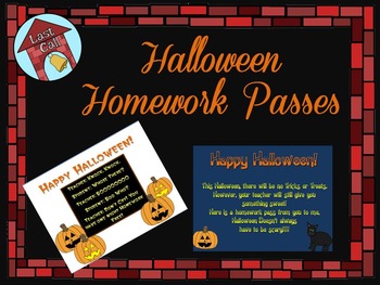 Preview of Halloween Homework Passes