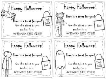 halloween homework pass printable