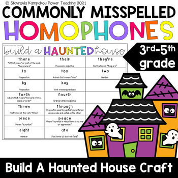Preview of Halloween Homophones Activity Commonly Misspelled Words Craft 