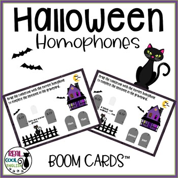 Preview of Halloween Homophones Boom Cards | Digital Task Cards
