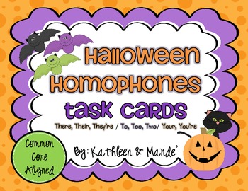 Preview of Halloween Homophones: Task Cards & Posters ~ CCSS Aligned