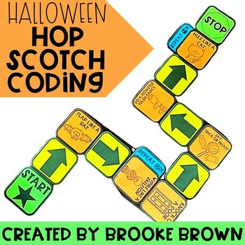 Preview of Halloween Hop Scotch Coding® - Interactive Unplugged Coding 
