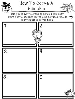 Preview of Halloween How to Carve A Pumpkin Writing: Graphic Organizers & Paper