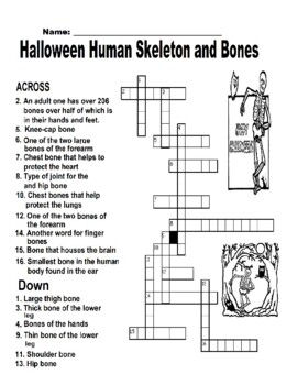 Preview of Halloween Human Skeleton and Bones Crossword