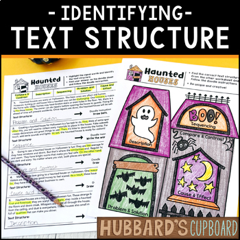 Preview of Halloween Identify Nonfiction Text Structure Worksheets - Highlight Signal Words