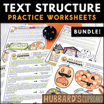 Preview of Halloween - Identify Text Structure Worksheets w/ Graphic Organizers
