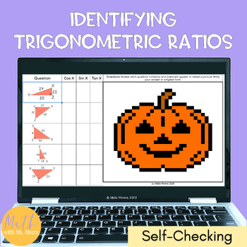 Preview of Halloween Identify Trigonometric Ratios Pixel Art Digital Self Checking Activity