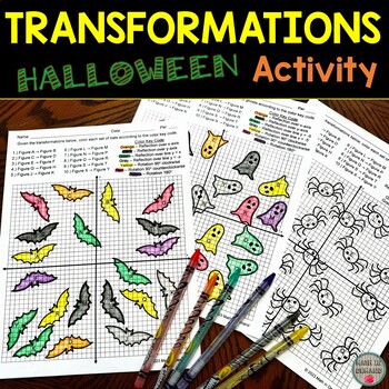 Preview of Transformations Halloween Coloring Activity