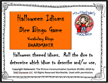 Preview of Halloween Idioms - Bingo Dice Game BOARDMAKER