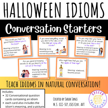 Preview of Halloween Idioms for Figurative Language Conversation Starter Cards