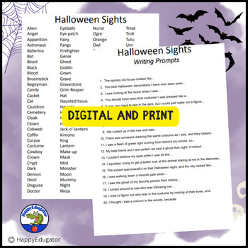 Halloween Imagery Word Lists & 140 Writing Prompts w/ TPT Digital Activity