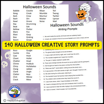 Halloween Imagery Word Lists - 140 Writing Prompts with Easel Activity