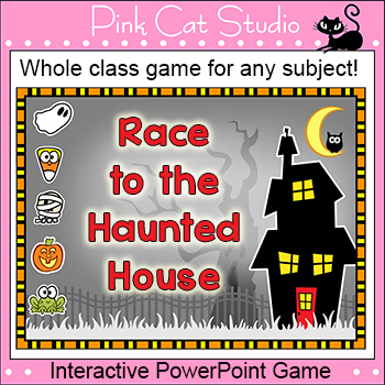 Preview of Halloween Activities Review Game for Any Subject - Race to the Haunted House