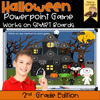 Preview of Halloween Interactive Powerpoint Math Game- Second Grade Edition