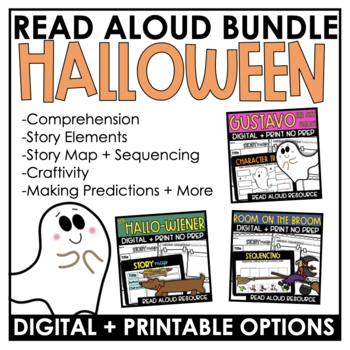 Preview of Halloween Interactive Read Aloud Print + Digital Google Slides | Retell Craft