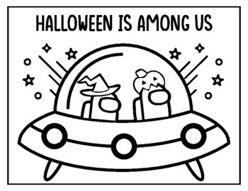among us halloween coloring page