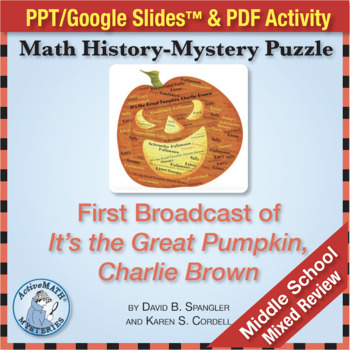 Preview of Halloween - It's the Great Pumpkin | Middle School Math PDF Review & PPT BUNDLE