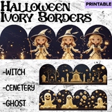 Halloween Ivory Bulletin Board Borders V2- Witch- Tombston