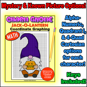 Preview of Halloween Jack-O-Lantern Charm Gnome Coordinate Graph Mystery Picture!