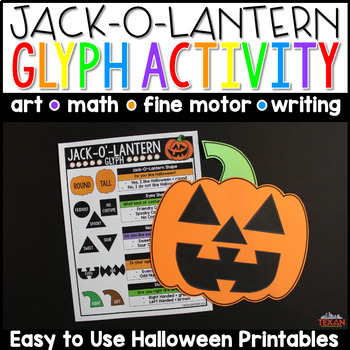 Preview of Halloween Jack-O'-Lantern Glyph Plus Math and Writing Printables