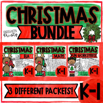 Preview of Christmas K-1 BUNDLE of Worksheets of FUN Activities for December