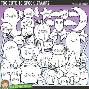 Halloween Kawaii Clip Art: Too Cute To Spook by Kate Hadfield Designs