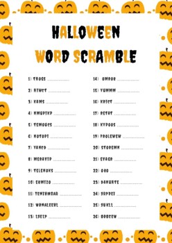 Halloween Kid's Word Scramble Spooky Game and Answers. Unscramble the ...