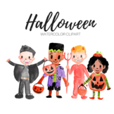 Halloween Kids Watercolor Clipart