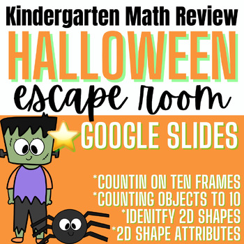 Preview of Halloween Kindergarten Digital Escape Room: Counting & 2D Shapes- Google Slides