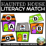 Halloween Kindergarten Literacy Matching Game | Rhyming Wo