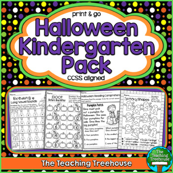 Preview of Halloween Kindergarten Pack, No Prep, CCSS Aligned