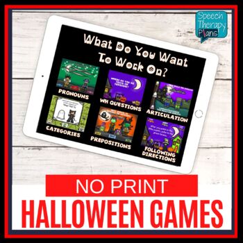 Preview of No Print Halloween Language & Articulation Activities