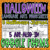 Halloween Language Arts Worksheets & Google Forms