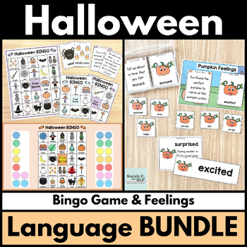 Preview of Halloween Language Bundle with Bingo Game & Pumpkin Feelings Activities