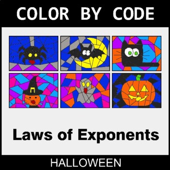 Preview of Halloween: Laws of Exponents - Coloring Worksheets | Color by Code