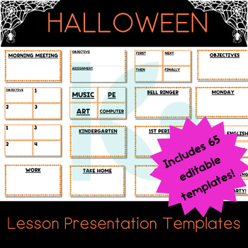 Preview of Halloween Lesson Presentation Templates | Editable on Canva | Digital Resource