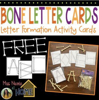 Preview of Halloween Letter Formation Task Cards | FREE Bone Letter Formation Activity
