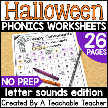 Preview of Halloween Letter and Sounds Worksheets for Halloween Phonics Practice and Games