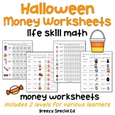 Halloween Life Skill Money Math + Budget Worksheets for Sp