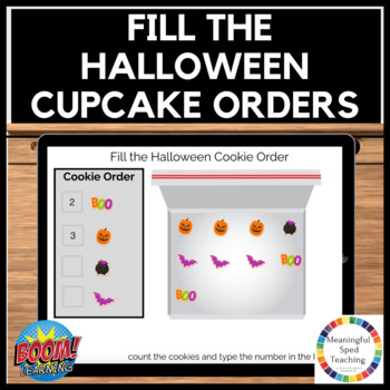 Preview of Halloween Life Skills Math Counting and Inventory Cookie Order Boom Cards™