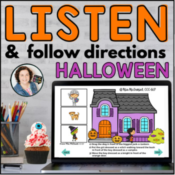 Preview of Halloween Listen and Follow Directions with AUDIO |  Boom Cards™