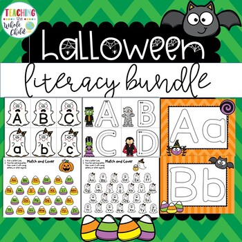 Halloween Activities Alphabet Letter Literacy Centers- Preschool, Pre-K, K