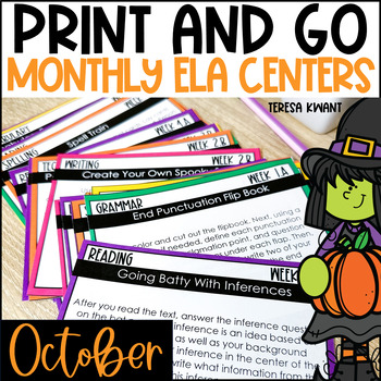 Preview of Halloween Literacy Centers for Upper Elementary  | October ELA Centers 