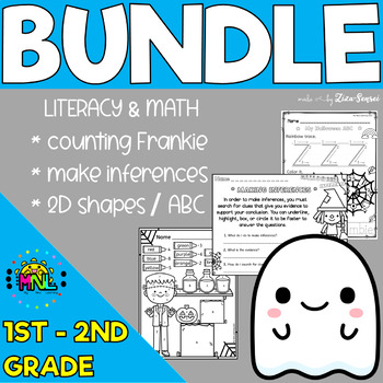 Preview of Halloween Literacy Math Centers Worksheets Activities BUNDLE