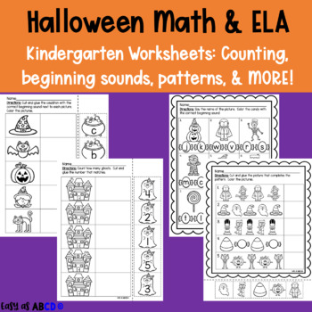 Preview of Halloween Literacy & Math *No Prep* Printables