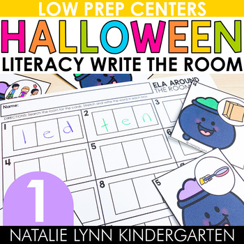 Preview of Halloween Literacy Write the Room 1st Grade LITERACY Centers for October