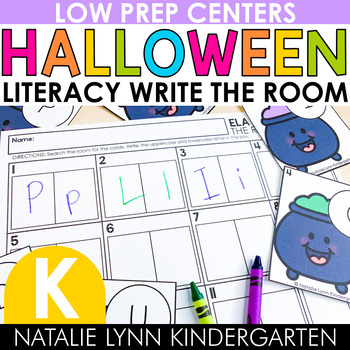 Preview of Halloween Literacy Write the Room Kindergarten LITERACY Centers for October