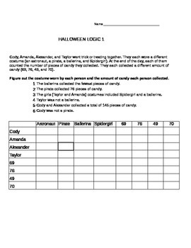 Preview of Halloween Logic Puzzle